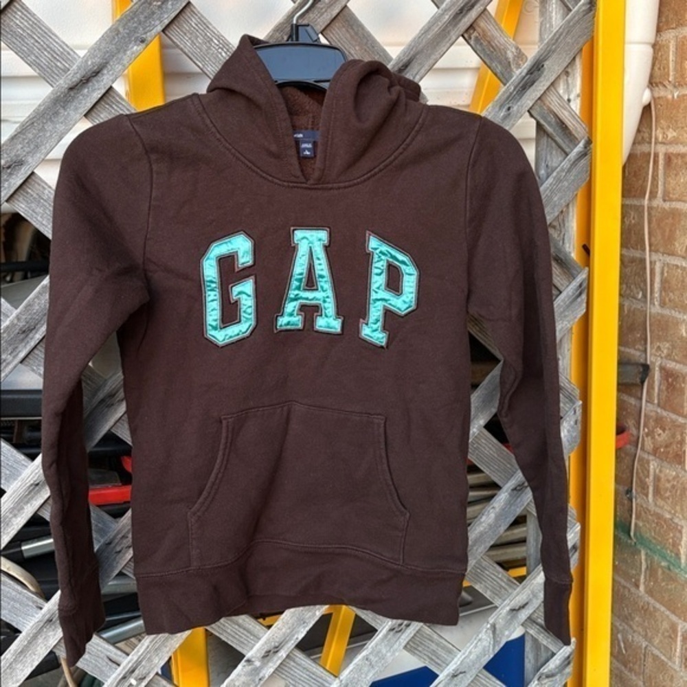 GAP Chocolate Hoodie with Aqua Logo